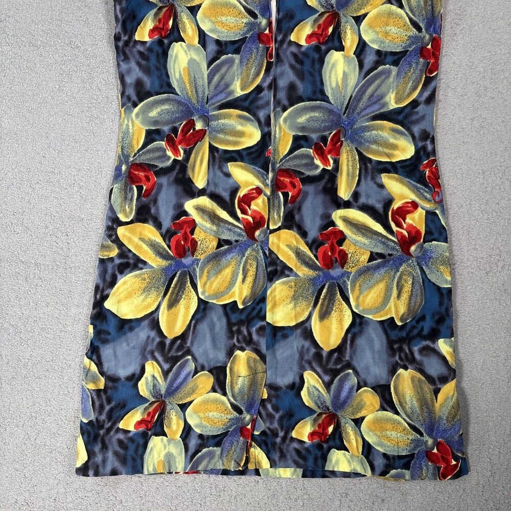Vintage Paradise Found Hawaiian Mini Dress Women Size L Rayon Floral Aloha Retro - Picture 11 of 13